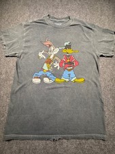 Looney Tunes Bugs Bunny and Daffy Duck gray graphic T shirt picture