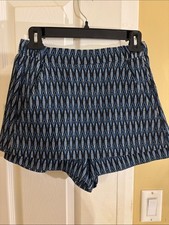 Maje Black and Blue Geometric Elastic-Waist Skort picture