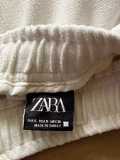 ZARA Women’s White Solid  Joggers Size SMALL  Drawstring Elastic Waist Women’s picture