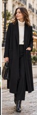 Women's OGL Black Long Open Front Coat NWT Chic Sold Out Style large picture