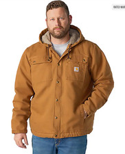 Carhartt Mens Washed Duck Bartlett Jacket Brown Sherpa Lined Work Coat picture