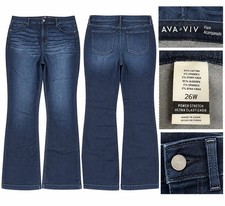 Ava & Viv Women’s Power Stretch Flare Jeans Size 26W Dark Wash sku-kk picture
