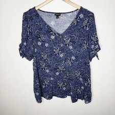 Torrid Fit And Flare Rayon Slub Button Up Tie Sleeve Top Women’s 1X Floral Boho picture
