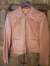 Vintage leather jacket & matching midriff top, LIGHT ORANGE/SALMON COLOR, SIZE 8 picture