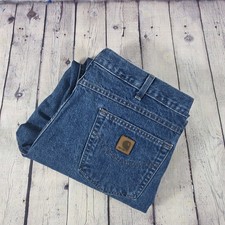 Carhartt Men's 38 X 28 Relaxed Fit Straight Leg Medium Wash Blue Denim Jeans  picture