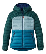 L.L.Bean Women's Bean's Down Jacket Colorblock Mallard Teal Dark Pine Regular picture