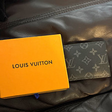 Louis Vuitton Monogram Bifold Men's Wallet Black/Gray Leather Canvas Logo picture