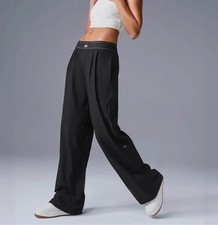 Alo Suit Up Trousers Wide Leg Comfy Loose Relaxed- Black picture