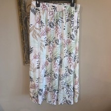 Chico's Philo Party Skirt NWT Size 1 M Ecru Tropical Leaf Gold Embroidered Midi picture