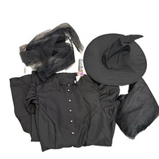 Wicked Witch Halloween Costume Black Dress Hat Veil Plus Size 2X Polyester NWT picture