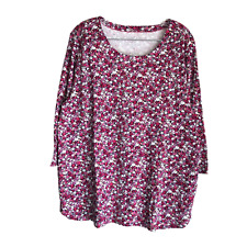 NWT J. Jill Women's Top Tee Plus 2X Floral Ditsy 100% Pima Cotton 3/4 Sleeve picture
