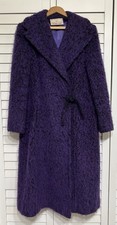 VTG Pauline Trigère Wool Blend Wrap Purple Black Coat Saks Fifth Ave Size 16 picture