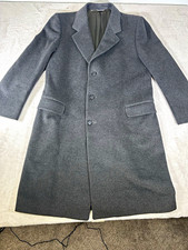 Vintage Duncan Craig Men’s 46 Gray Cashmere Wool Blend Long Lined Notch Overcoat picture