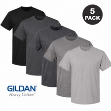 Gildan (5-pack) Bulk Solid Heavy Cotton Short Sleeve Blank Tee T-Shirt S-5XL New picture