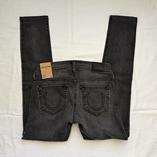 True Religion Women’s Low Rise Skinny Black Studded Denim Jeans picture
