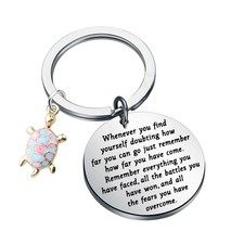 Floral Turtle Keychain with Inspiratinal Quote, Gift for Turtle Lover, Seatur... picture