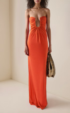 BNWT CHRISTOPHER ESBER TANGERINE ARCED PALM STRAPLESS DRESS - SIZE 4 US picture