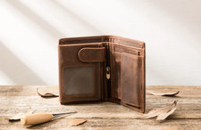 Men’s Handmade Brown Leather Trifold Wallet | RFID Blocking, Coin Pocket, ID Win picture