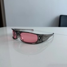 Vintage Oakley HIGHLAND Polarized Sunglasses OO9522 Crystal Gray Frame Pink Lens picture