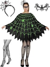 Wuclad 4 PCS Halloween Costumes for Women,Glow in Dark Spider Web Costume picture