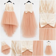 Hanan Boutique Designer Flower Girl Dress White Satin Blush Pink Tulle picture
