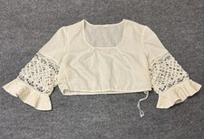 Vintage 60s 70s Diolen Crop Bell Crochet Sleeve Fairycore Top EU 44 Europe Made picture