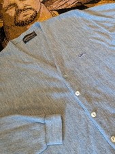Vintage 60s Cardigan Sweater Challenger Mens Blue Orlon Acrylic Size L Cobain picture