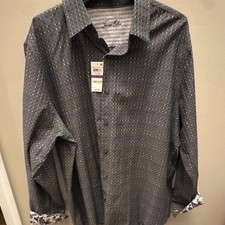 NWT Tasso Elba Men's Multicolor Geometric Cotton Woven Button-Up Shirt, 2XL picture