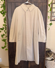 Vintage 70/80s London Fog Balmacaan Unisex Coat 46 Long Tan Single Breasted Rain picture