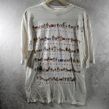 Vintage EZL T-shirt Mens Fits As Medium White World Flags Single Stitch 90s USA picture