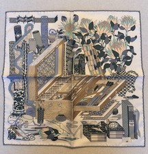 HERMÈS Multicolor Floral Art & Nature Silk Satin Square Scarf w/ Logo picture
