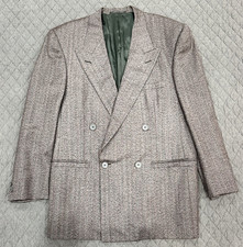 VTG 1988-93 Gianni Versace Double Breasted Herringbone Pinstripe Blazer 40R 50IT picture