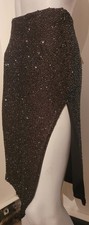 Vintage Bieff Basix Black skirt, Fully Beaded, High Slit, Size 6, 100% Silk, New picture