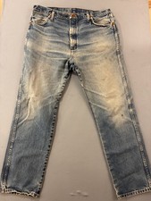 Wrangler 13MWZ Cowboy Cut Jeans Mens 38x32 Faded Distressed Western Workwear picture