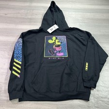 NEW Neff Disney Mickey Mouse Hoodie Mens Large Black Graphic Pullover Sweatshirt picture