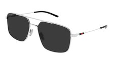 Gucci GG2096SA 001 Silver Aviator Sunglasses Grey Lens w/ Case, Pouch, & Cloth picture