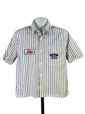 Abercrombie and Fitch Men's White Ford Motor Detroit Cropped Button Up Shirt - M picture