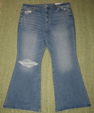 NEW American Eagle Jeans Super Hi-Rise FLARE Distressed Denim NWT Women's 22 picture