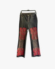 Rare Vintage Just Cavalli by Roberto Cavalli Jaguar Embroidered Black Denim Jean picture