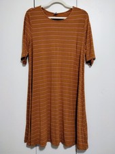 Old Navy Women's Burnt Orange Striped Elbow Sleeve Dress Size XL picture