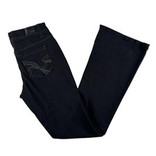 Vintage L.e.i. Jeans Womens 1 Sophia Hipster Flare Black Low Rise Stretch Y2K picture