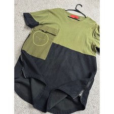 Vie + Riche Paris Mens 3XL T-Shirt Olive Black Colorblock Suede Bottom Zippers picture