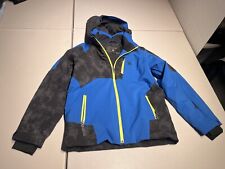 Spyder Jacket Boys 14 Black Gray Blue Insulated Ski Snow Hooded Pockets Coat picture