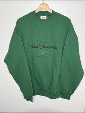 Deadstock Vintage y2k Disney Forest Green Mickey Embossed Crewneck Sweatshirt picture