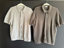 Madewell Men's Lot of 2 Knit Short Sleeve Button Up Polo Shirts Gray Size L EUC picture