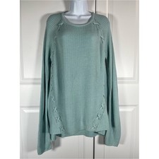 a.n.a A New Approach Sweater Size XL Light Teal Cable-Detail Scoop Neck NWT picture