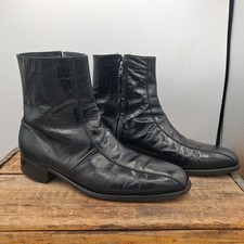 Vintage Florsheim Imperial 92125 Duke Beatle Boots 11C Black Leather Zip USA picture