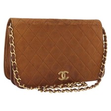 CHANEL Matelasse Chain Shoulder Bag Lamb Skin Brown Gold CC Auth 207806 picture