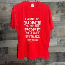 Jerzees Vintage 1987 Pope Hamtramck T-Shirt Size L picture
