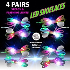 4 Pairs Light Up Shoelaces LED Lace Girls Costume Accessory Party Favor 5 Color picture